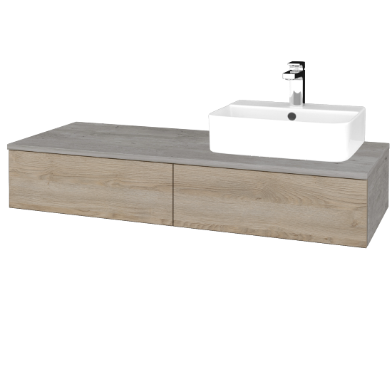 Waschtischunterschrank JOCKAM SZZ2 120 (Waschtisch Joy 3)  - D01 Beton - D17 Eiche Colorado - Links - Nein