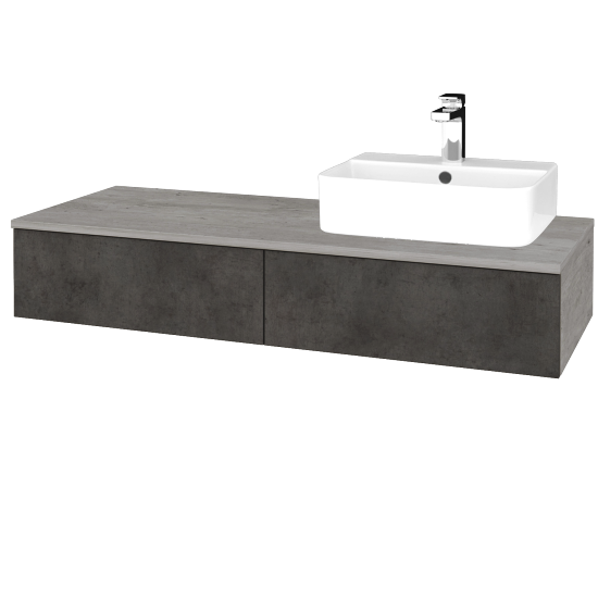 Waschtischunterschrank JOCKAM SZZ2 120 (Waschtisch Joy 3)  - D01 Beton - D16 Dark Beton - Links - Nein
