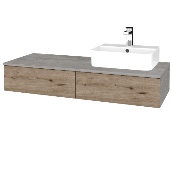 Waschtischunterschrank JOCKAM SZZ2 120 (Waschtisch Joy 3)  - D01 Beton - D23 Eiche Herkules - Links - Nein