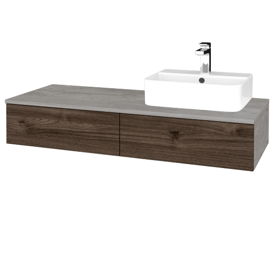 Waschtischunterschrank JOCKAM SZZ2 120 (Waschtisch Joy 3)  - D01 Beton - D25 Teak - Links - Nein