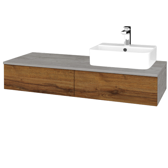 Waschtischunterschrank JOCKAM SZZ2 120 (Waschtisch Joy 3)  - D01 Beton - D27 Cognac - Links - Nein