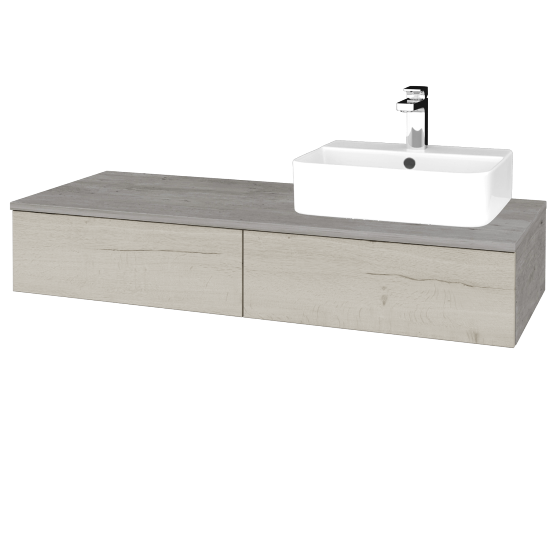Waschtischunterschrank JOCKAM SZZ2 120 (Waschtisch Joy 3)  - D01 Beton - D28 Alberta - Links - Nein