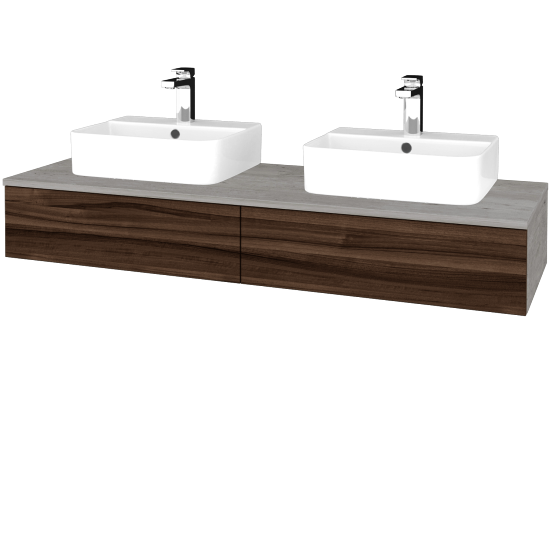Waschtischunterschrank JOCKAM SZZ2 140 (Waschtisch Joy 3)  - D01 Beton - D06 Nussbaum - Nein