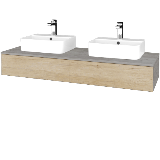 Waschtischunterschrank JOCKAM SZZ2 140 (Waschtisch Joy 3)  - D01 Beton - D15 Eiche Nebraska - Nein