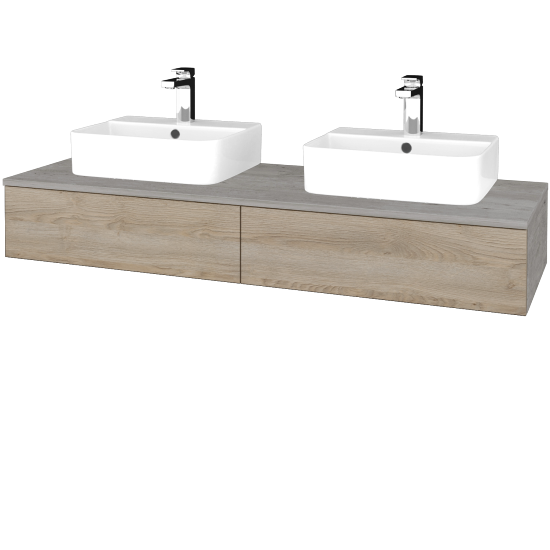 Waschtischunterschrank JOCKAM SZZ2 140 (Waschtisch Joy 3)  - D01 Beton - D17 Eiche Colorado - Nein