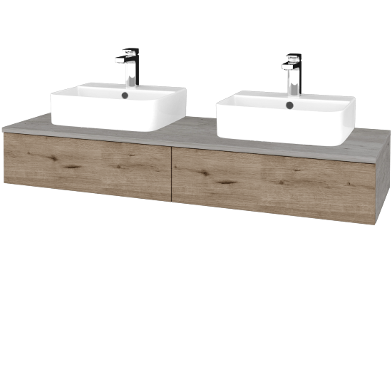 Waschtischunterschrank JOCKAM SZZ2 140 (Waschtisch Joy 3)  - D01 Beton - D23 Eiche Herkules - Nein