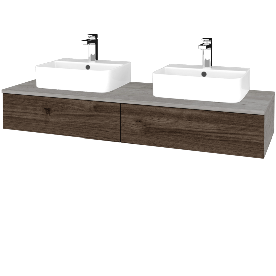 Waschtischunterschrank JOCKAM SZZ2 140 (Waschtisch Joy 3)  - D01 Beton - D25 Teak - Nein