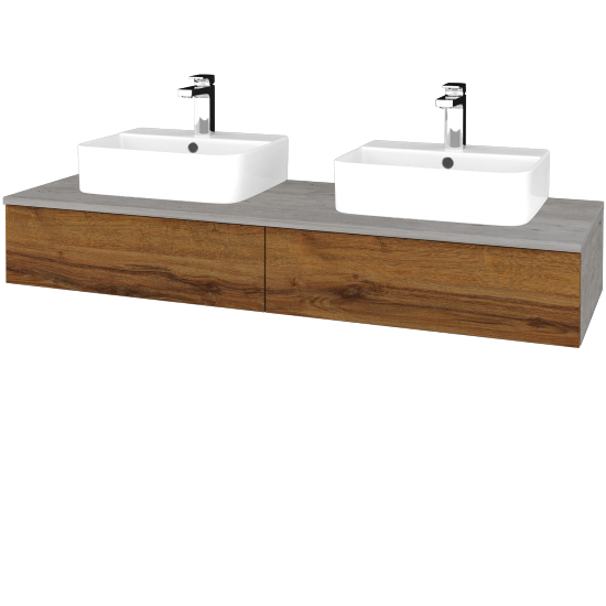 Waschtischunterschrank JOCKAM SZZ2 140 (Waschtisch Joy 3)  - D01 Beton - D27 Cognac - Nein