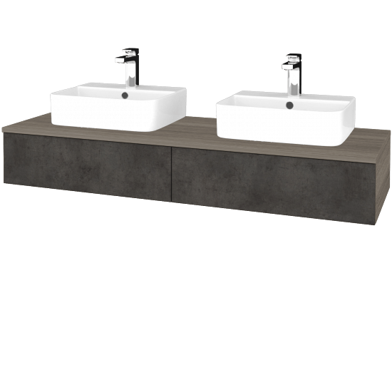 Waschtischunterschrank JOCKAM SZZ2 140 (mit Waschtisch Joy 3)  - D03 Cafe - D16 Dark Beton - Nein