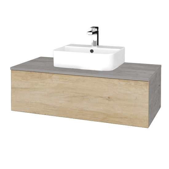 Waschtischunterschrank JOCKAM SZZ1 100 (Waschtisch Joy 3)  - D01 Beton - D15 Eiche Nebraska - Nein