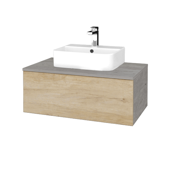 Waschtischunterschrank JOCKAM SZZ1 80 (Waschtisch Joy 3)  - D01 Beton - D15 Eiche Nebraska - Nein