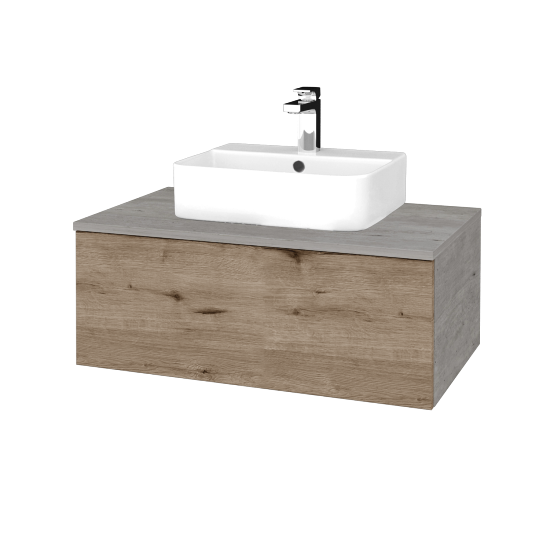 Waschtischunterschrank JOCKAM SZZ1 80 (Waschtisch Joy 3)  - D01 Beton - D23 Eiche Herkules - Nein