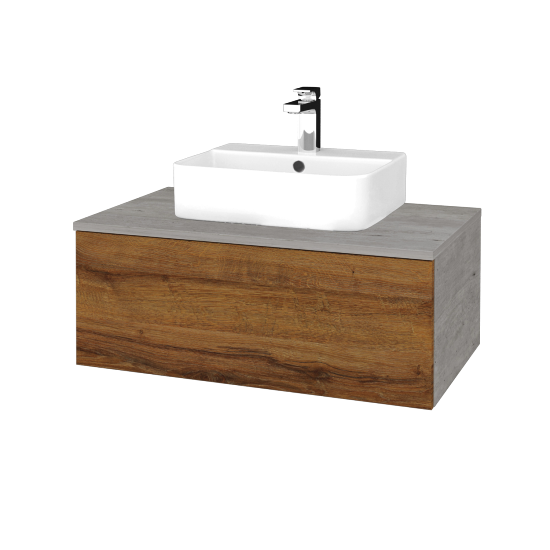 Waschtischunterschrank JOCKAM SZZ1 80 (Waschtisch Joy 3)  - D01 Beton - D27 Cognac - Nein