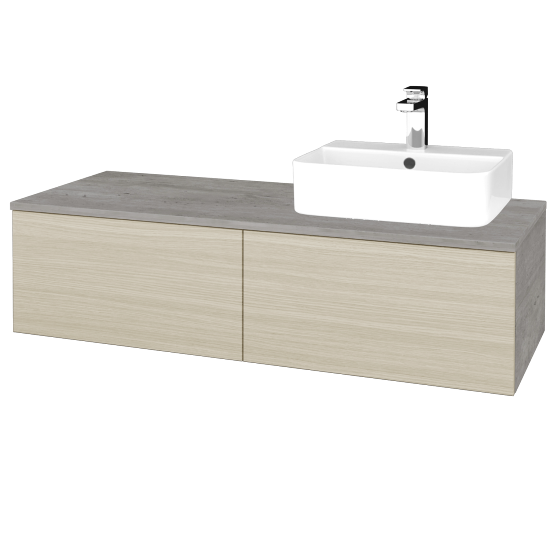 Waschtischunterschrank JOCKAM SZZ12 120 (Waschtisch Joy 3)  - D01 Beton - D04 Eiche - Links - Nein