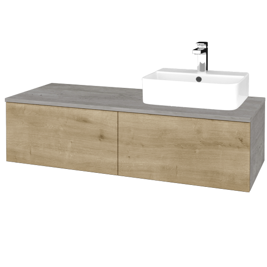 Waschtischunterschrank JOCKAM SZZ12 120 (Waschtisch Joy 3)  - D01 Beton - D09 Eiche Arlington - Links - Nein