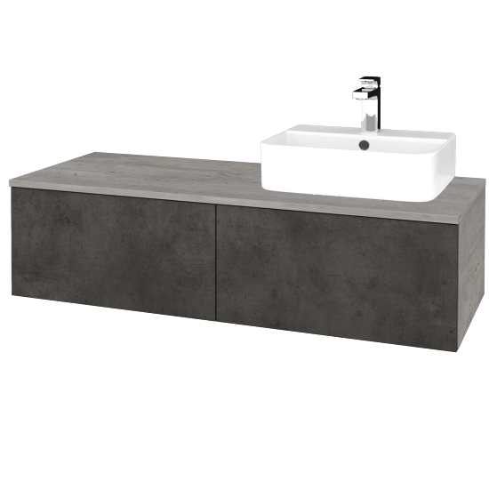 Waschtischunterschrank JOCKAM SZZ12 120 (Waschtisch Joy 3)  - D01 Beton - D16 Dark Beton - Links - Nein