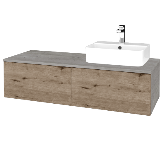 Waschtischunterschrank JOCKAM SZZ12 120 (Waschtisch Joy 3)  - D01 Beton - D23 Eiche Herkules - Links - Nein