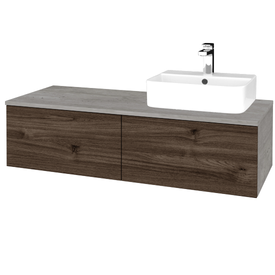 Waschtischunterschrank JOCKAM SZZ12 120 (Waschtisch Joy 3)  - D01 Beton - D25 Teak - Links - Nein