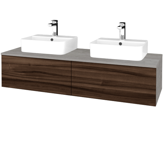 Waschtischunterschrank JOCKAM SZZ12 140 (Waschtisch Joy 3)  - D01 Beton - D06 Nussbaum - Nein