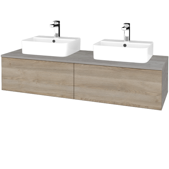 Waschtischunterschrank JOCKAM SZZ12 140 (Waschtisch Joy 3)  - D01 Beton - D17 Eiche Colorado - Nein