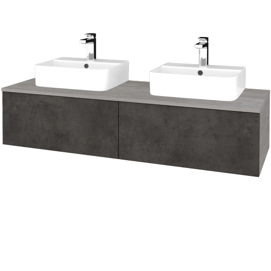 Waschtischunterschrank JOCKAM SZZ12 140 (Waschtisch Joy 3)  - D01 Beton - D16 Dark Beton - Nein