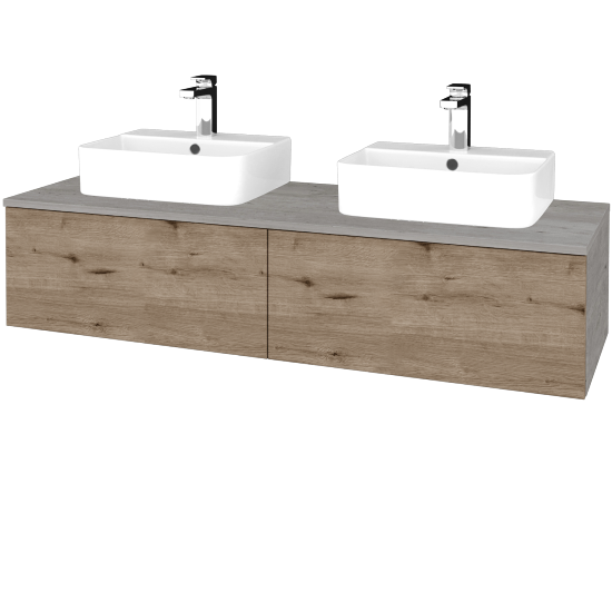 Waschtischunterschrank JOCKAM SZZ12 140 (Waschtisch Joy 3)  - D01 Beton - D23 Eiche Herkules - Nein