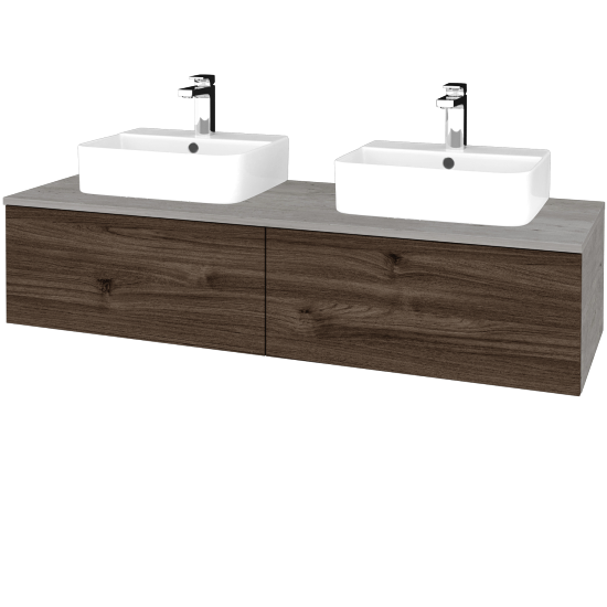 Waschtischunterschrank JOCKAM SZZ12 140 (Waschtisch Joy 3)  - D01 Beton - D25 Teak - Nein