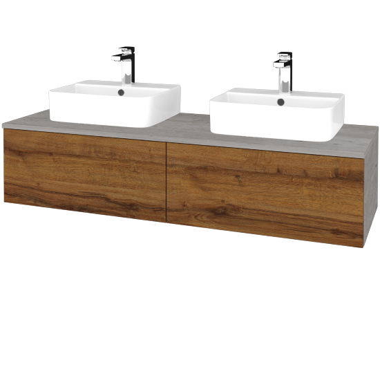 Waschtischunterschrank JOCKAM SZZ12 140 (Waschtisch Joy 3)  - D01 Beton - D27 Cognac - Nein