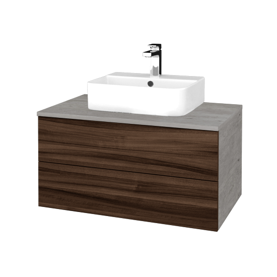 Waschtischunterschrank JOCKAM SZZ2 80 (Waschtisch Joy 3)  - D01 Beton - D06 Nussbaum - Nein