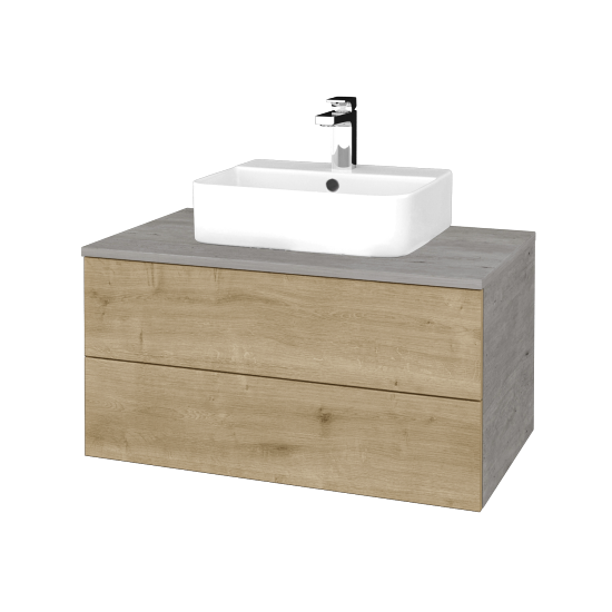 Waschtischunterschrank JOCKAM SZZ2 80 (Waschtisch Joy 3)  - D01 Beton - D09 Eiche Arlington - Nein