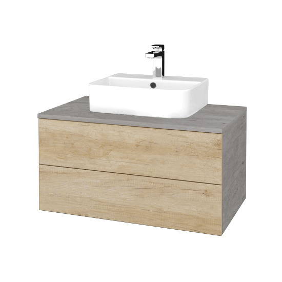 Waschtischunterschrank JOCKAM SZZ2 80 (Waschtisch Joy 3)  - D01 Beton - D15 Eiche Nebraska - Nein