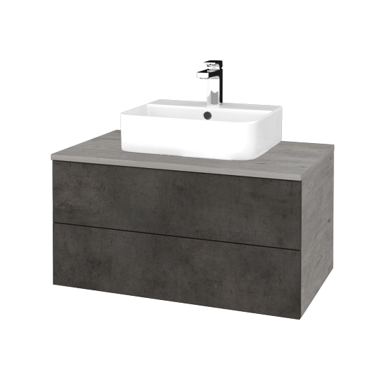 Waschtischunterschrank JOCKAM SZZ2 80 (Waschtisch Joy 3)  - D01 Beton - D16 Dark Beton - Nein