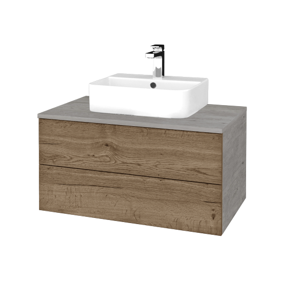 Waschtischunterschrank JOCKAM SZZ2 80 (Waschtisch Joy 3)  - D01 Beton - D21 Tobacco - Nein
