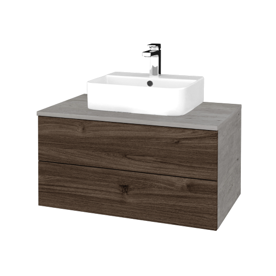 Waschtischunterschrank JOCKAM SZZ2 80 (Waschtisch Joy 3)  - D01 Beton - D25 Teak - Nein