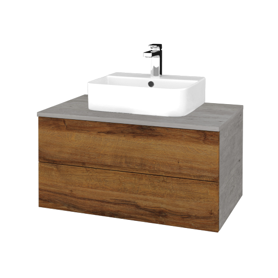 Waschtischunterschrank JOCKAM SZZ2 80 (Waschtisch Joy 3)  - D01 Beton - D27 Cognac - Nein
