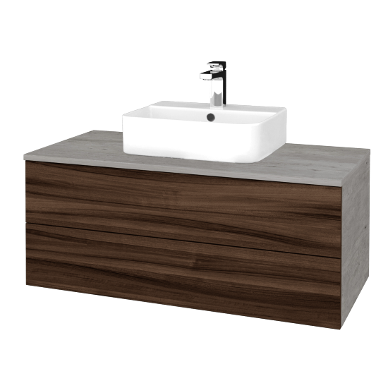 Waschtischunterschrank JOCKAM SZZ2 100 (Waschtisch Joy 3)  - D01 Beton - D06 Nussbaum - Nein