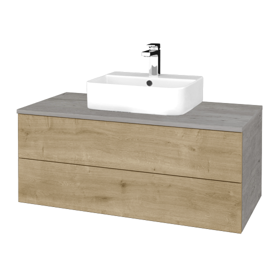 Waschtischunterschrank JOCKAM SZZ2 100 (Waschtisch Joy 3)  - D01 Beton - D09 Eiche Arlington - Nein