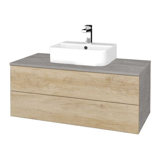 Waschtischunterschrank JOCKAM SZZ2 100 (Waschtisch Joy 3)  - D01 Beton - D15 Eiche Nebraska - Nein