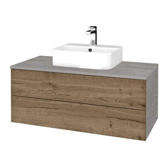 Waschtischunterschrank JOCKAM SZZ2 100 (Waschtisch Joy 3)  - D01 Beton - D21 Tobacco - Nein