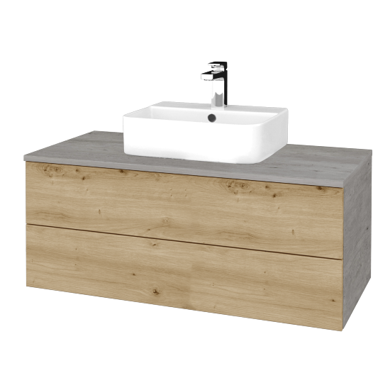 Waschtischunterschrank JOCKAM SZZ2 100 (Waschtisch Joy 3)  - D01 Beton - D22 Eiche Caramel - Nein