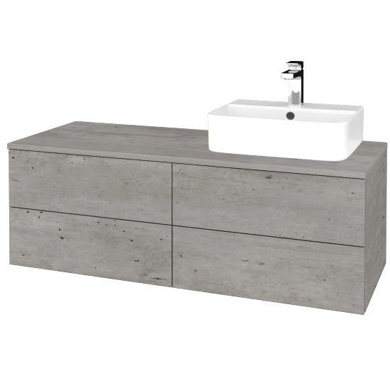 Waschtischunterschrank JOCKAM SZZ4 120 (Waschtisch Joy 3)  - D01 Beton - D01 Beton - Links - Nein