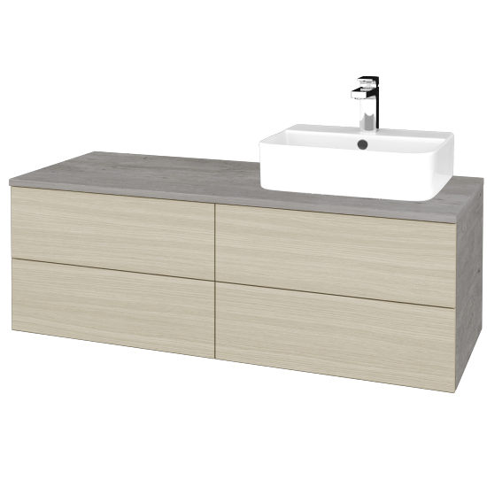 Waschtischunterschrank JOCKAM SZZ4 120 (Waschtisch Joy 3)  - D01 Beton - D04 Eiche - Links - Nein