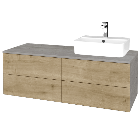 Waschtischunterschrank JOCKAM SZZ4 120 (Waschtisch Joy 3)  - D01 Beton - D09 Eiche Arlington - Links - Nein