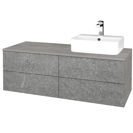 Waschtischunterschrank JOCKAM SZZ4 120 (Waschtisch Joy 3)  - D01 Beton - D20 Galaxy - Links - Nein