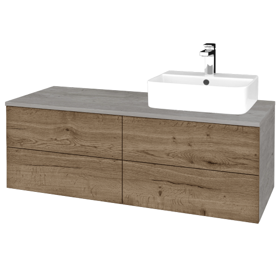 Waschtischunterschrank JOCKAM SZZ4 120 (Waschtisch Joy 3)  - D01 Beton - D21 Tobacco - Links - Nein