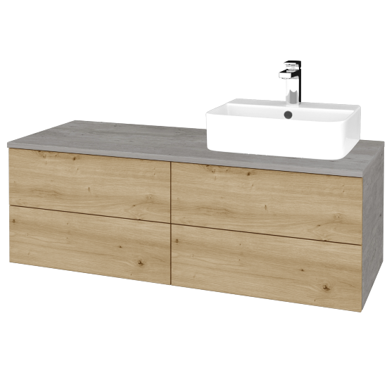 Waschtischunterschrank JOCKAM SZZ4 120 (Waschtisch Joy 3)  - D01 Beton - D22 Eiche Caramel - Links - Nein