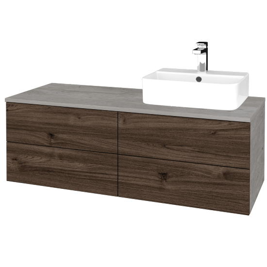 Waschtischunterschrank JOCKAM SZZ4 120 (Waschtisch Joy 3)  - D01 Beton - D25 Teak - Links - Nein
