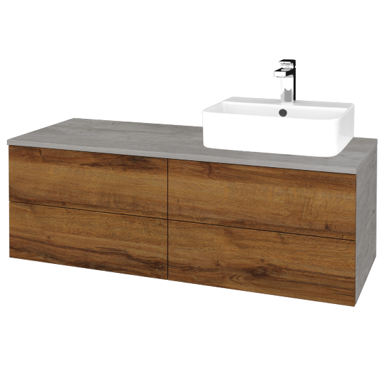 Waschtischunterschrank JOCKAM SZZ4 120 (Waschtisch Joy 3)  - D01 Beton - D27 Cognac - Links - Nein
