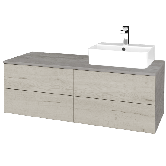 Waschtischunterschrank JOCKAM SZZ4 120 (Waschtisch Joy 3)  - D01 Beton - D28 Alberta - Links - Nein