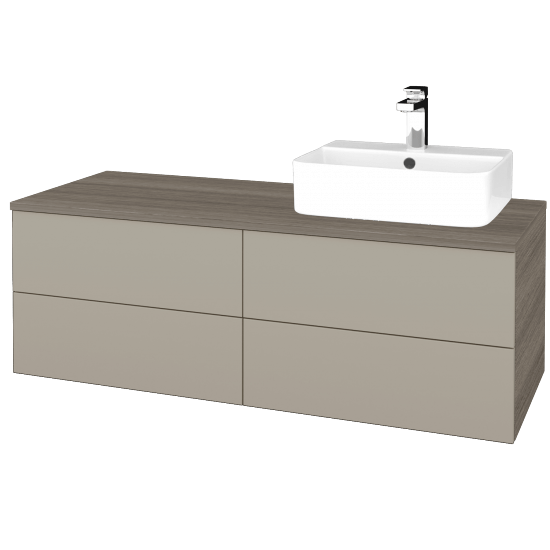 Waschtischunterschrank JOCKAM SZZ4 120 (mit Waschtisch Joy 3)  - D03 Cafe - L04 Taupe Lack Hochglanz - Links - Nein